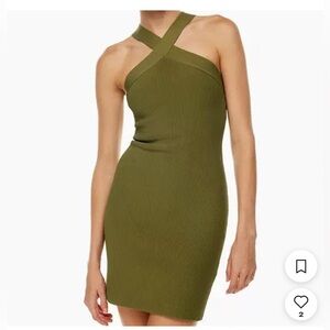 Babaton by Aritzia Sculpt Knit Criss Cross Dress Fem‎ Green Size Small